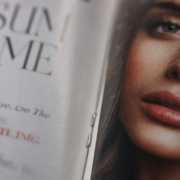 Macro View of Magazine Binding and Print Texture