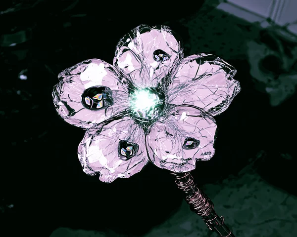 Crystalline Flower with Metallic Stem