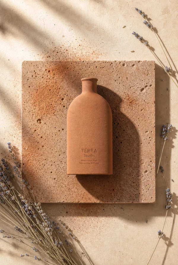 Minimalist Terracotta Diffuser Still Life