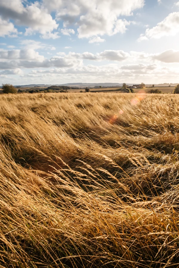 Golden Grass Field Under Afternoon Sun