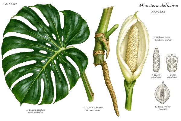 Botanical Study of Monstera Deliciosa