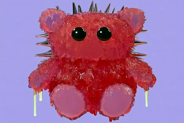 Surreal Melting Spiked Teddy Bear Sculpture