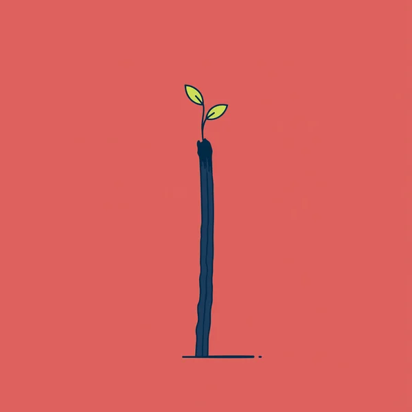 Minimalist Illustration of a Sprouting Matchstick