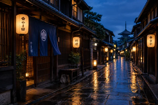 Traditional Japanese Street at Twilight