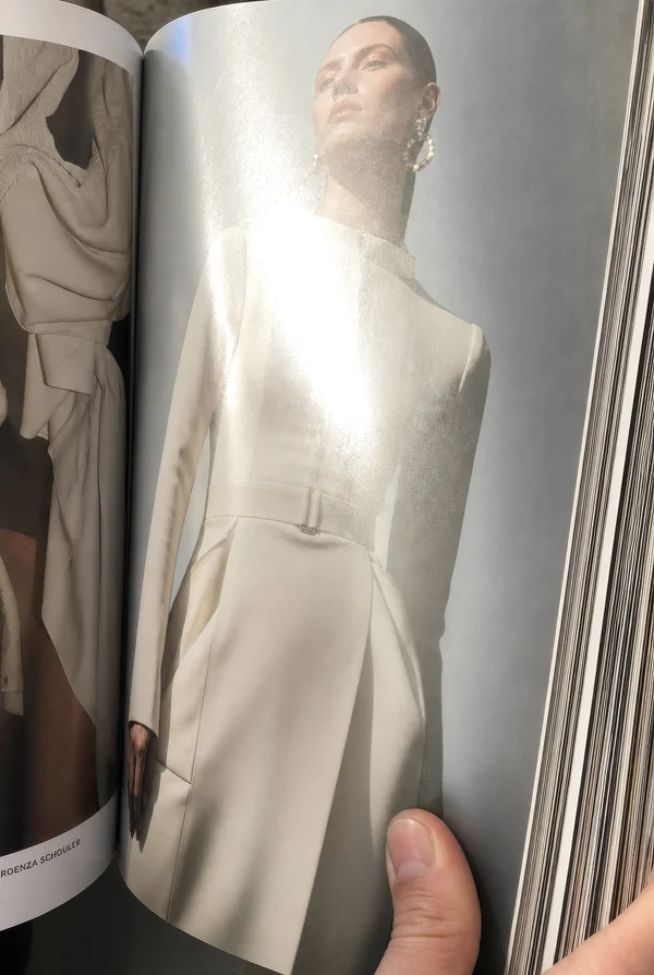 Close up of a fashion magazine page