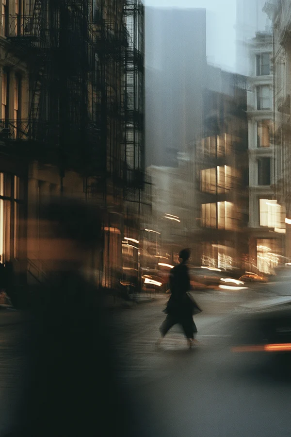 A Solitary Pedestrian on a City Street