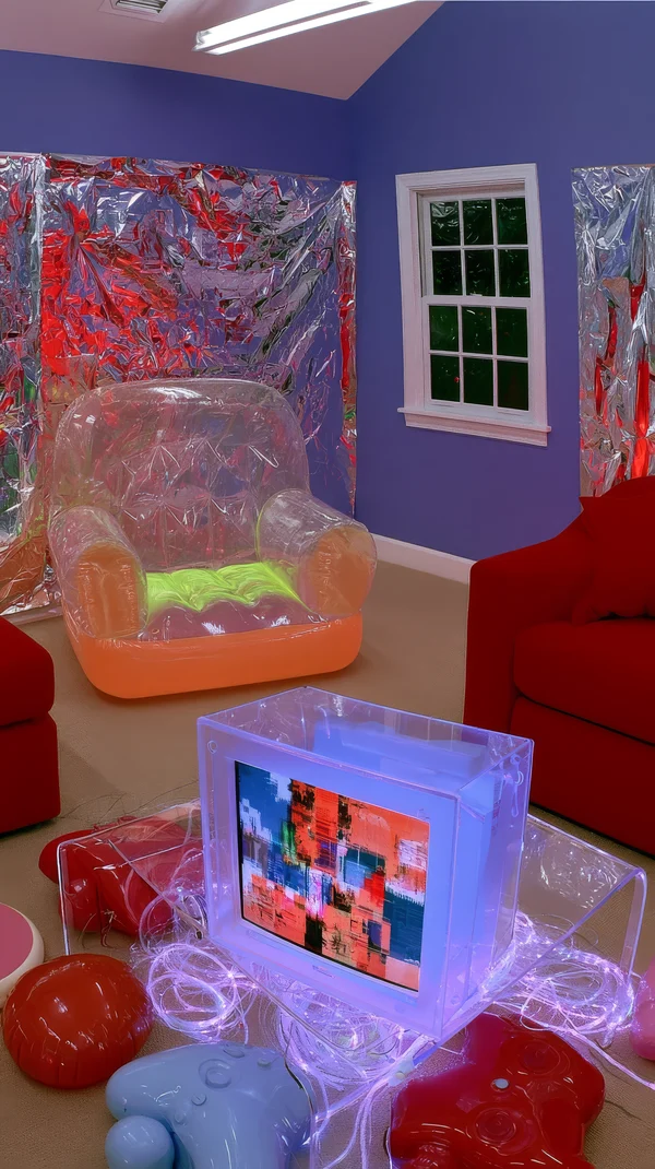 Vibrant Retro Futuristic Room Setup