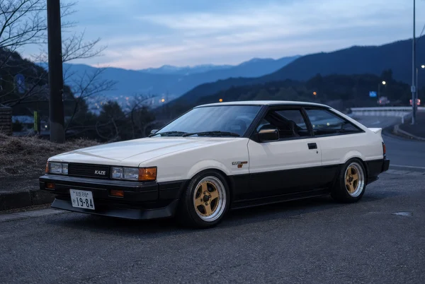 Vintage Two-Tone Sports Car at Dusk