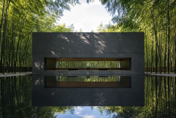 Minimalist Concrete Pavilion in Bamboo Grove