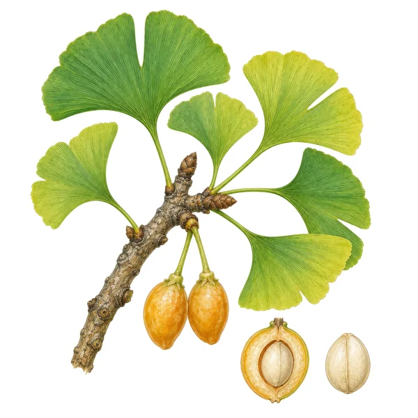 Botanical Illustration of Ginkgo Biloba