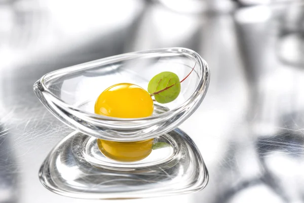 Minimalist Culinary Sphere in Glass Dish