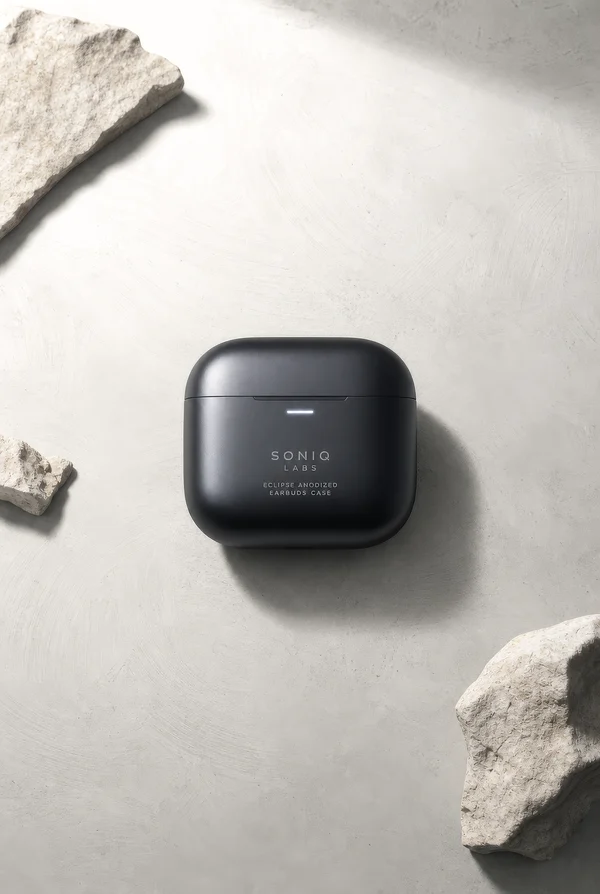 Minimalist Earbuds Case on Concrete Surface