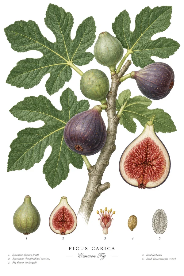 Botanical Illustration of Ficus Carica
