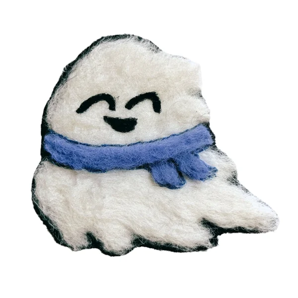 Handmade Felt Ghost with a Lavender Scarf