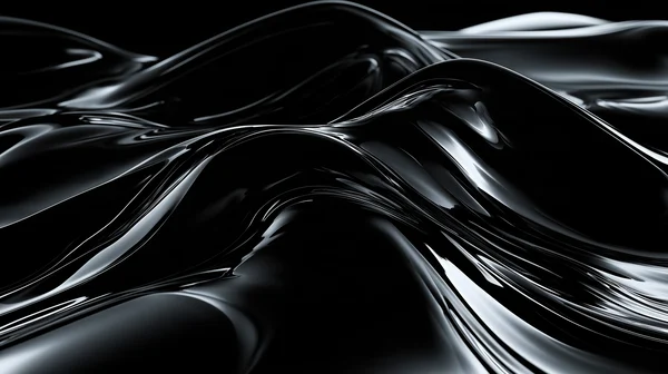 Abstract Glossy Black Liquid Waves