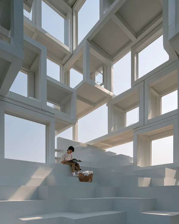 Minimalist White Cubic Interior Space