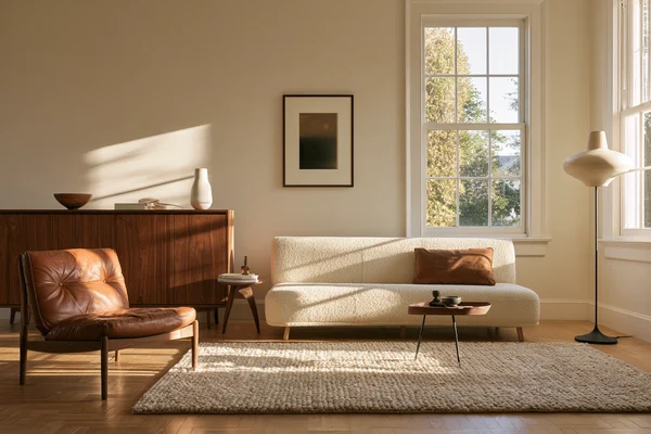 Sunlit Mid-Century Modern Living Room