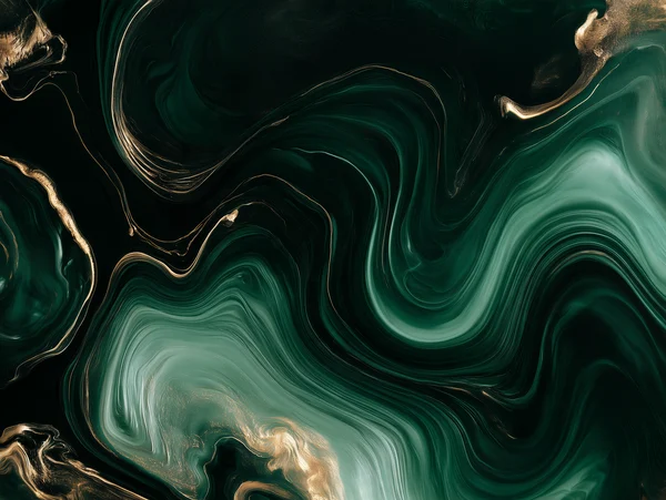 Emerald and Gold Fluid Marble