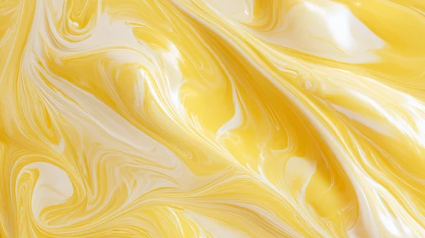 Swirling Yellow and White Fluid Abstract