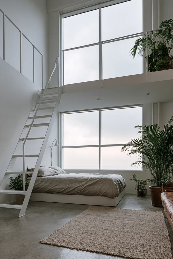Minimalist Loft Bedroom with Mezzanine