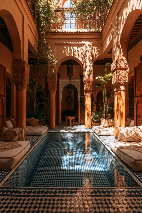 Moroccan Riad Courtyard with Reflecting Pool