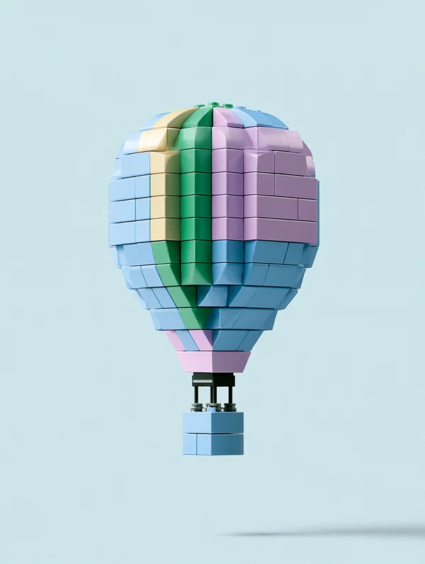 Pastel Brick Hot Air Balloon Sculpture