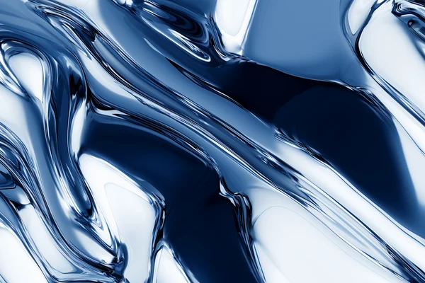 Abstract Blue Liquid Chrome Surface