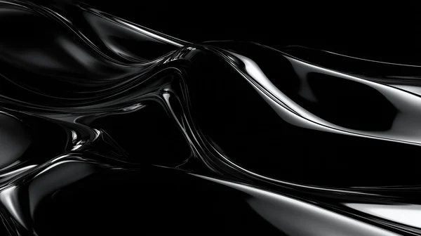 Abstract Glossy Black Liquid Waves