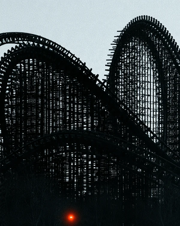 Silhouette of a Large Roller Coaster Structure