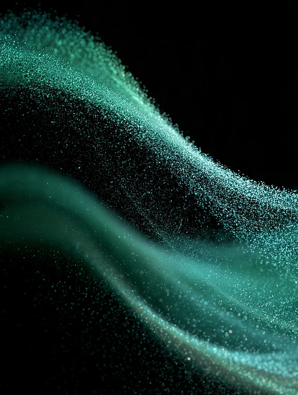 Glowing Teal Particle Wave