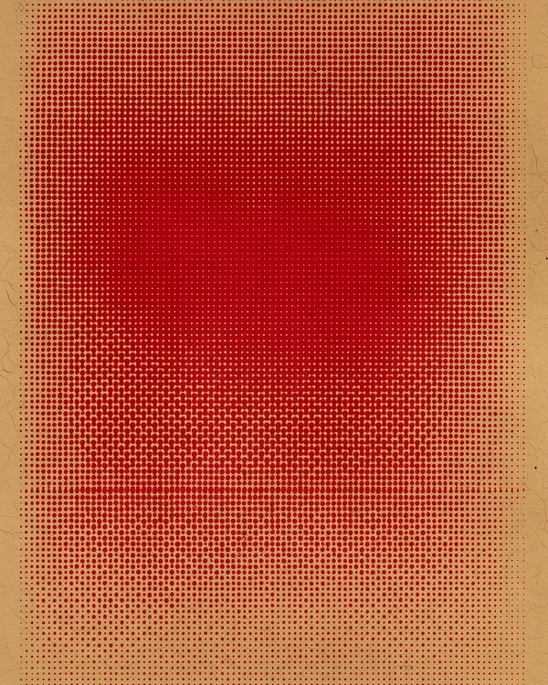 Red Halftone Pattern on Kraft Paper