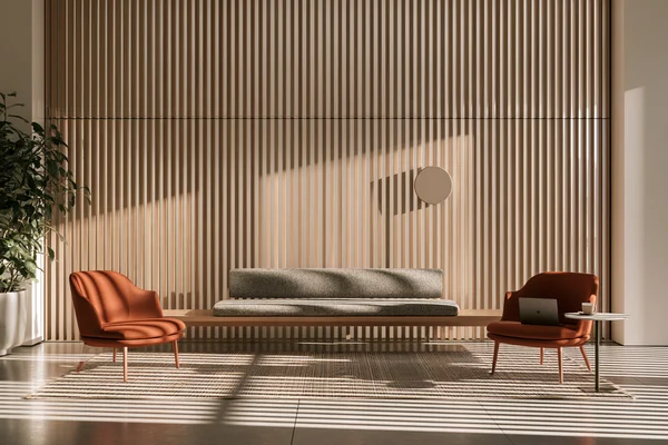 Modern Office Lounge with Timber Slats