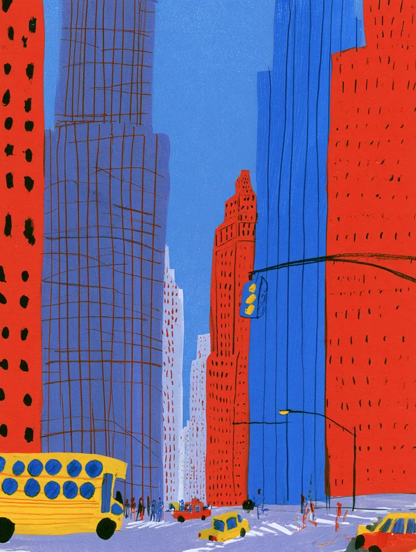 Vibrant City Street Scene Illustration