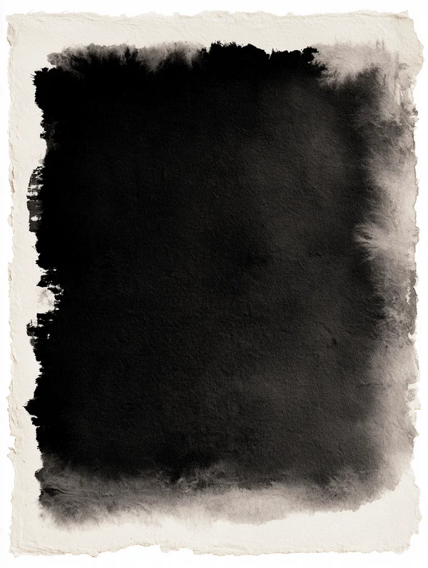 Black Ink Wash on Handmade Paper