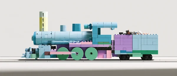 Pastel Colored Toy Steam Train Model