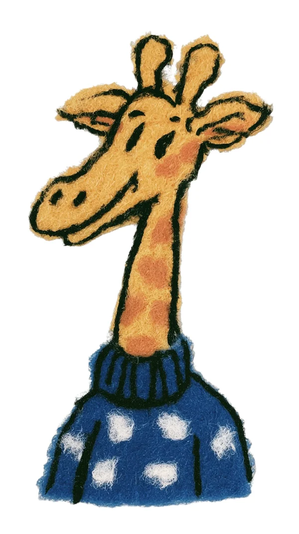 Fuzzy Giraffe Wearing a Polka Dot Sweater