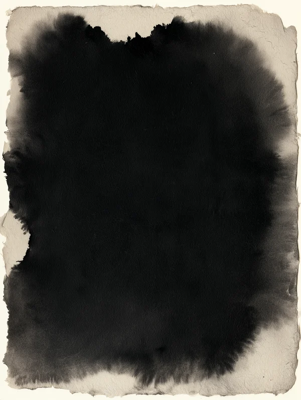 Black Ink Wash on Handmade Paper