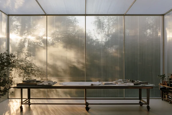Sunlit Studio Workspace with Architectural Models