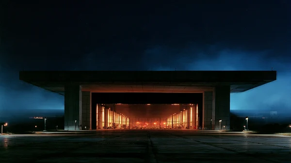 Brutalist Transit Terminal at Night