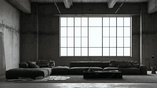 Minimalist Brutalist Loft Living Space