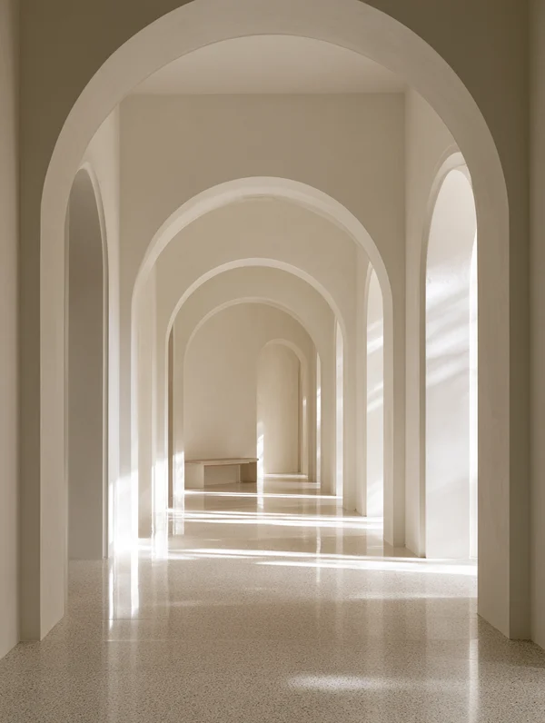 Minimalist Corridor with Arched Passageways
