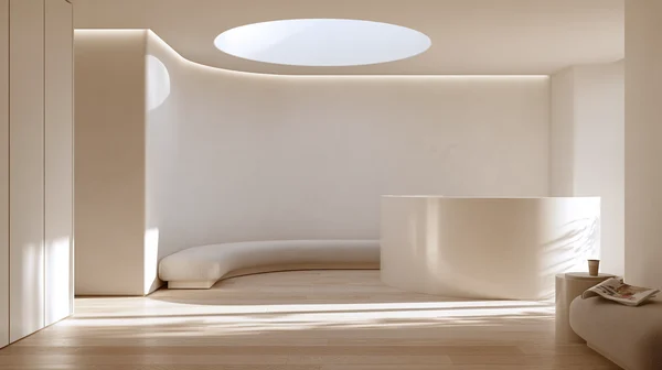 Minimalist Curved Reception Area