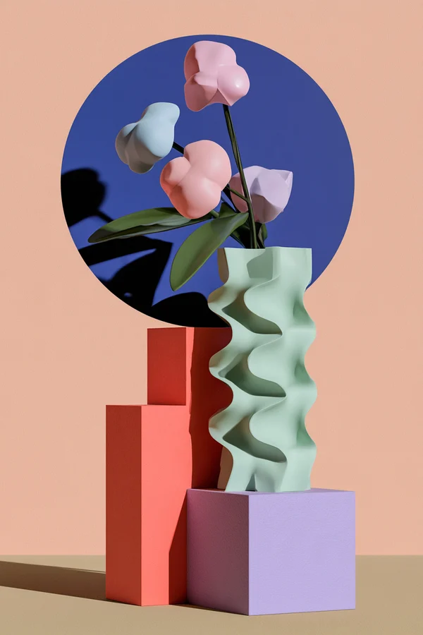 Pastel Geometric Still Life Sculpture