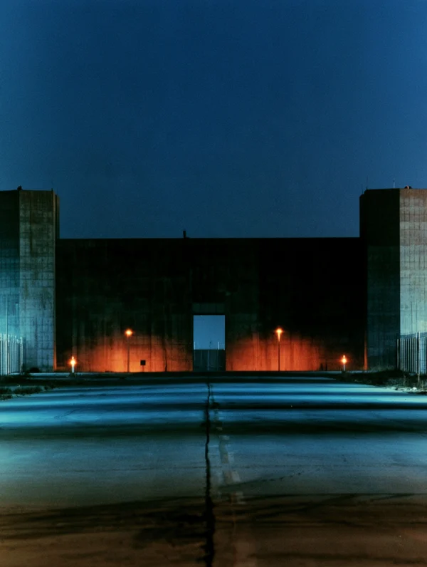 Monumental Concrete Gate at Twilight