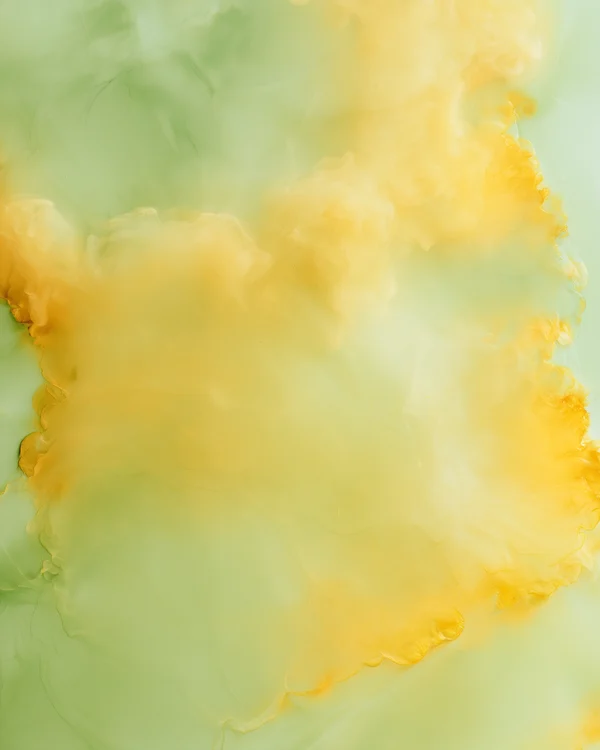 Golden Ink Swirl on Pale Green