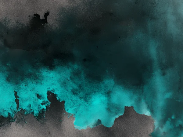 Turquoise Ink Wash on Charcoal Paper