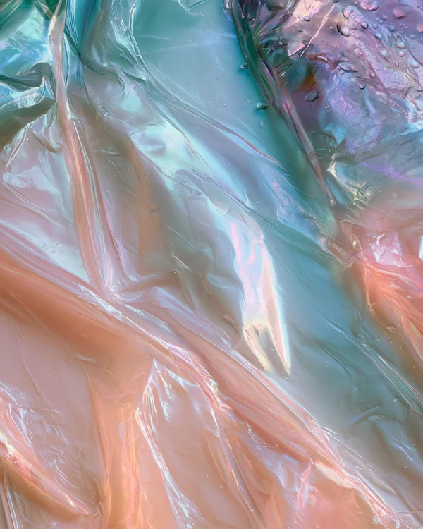 Iridescent Plastic Texture with Droplets