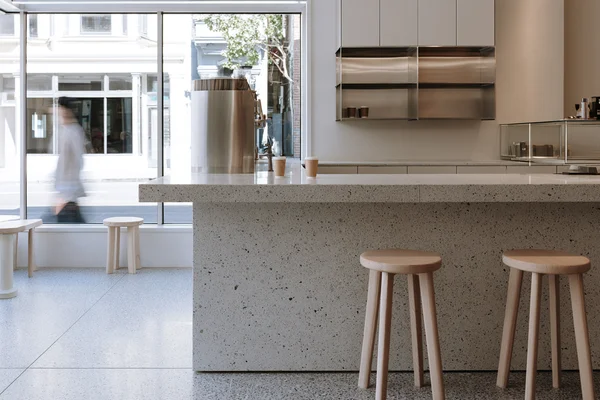 Minimalist Coffee Shop Counter and Seating