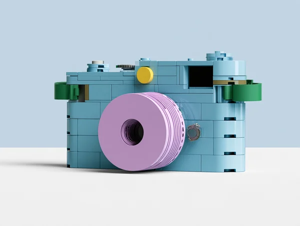 Pastel Toy Camera Made of Building Blocks