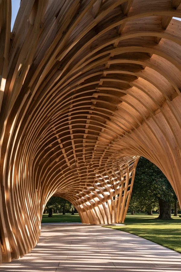 Parametric Timber Pavilion in a Public Park